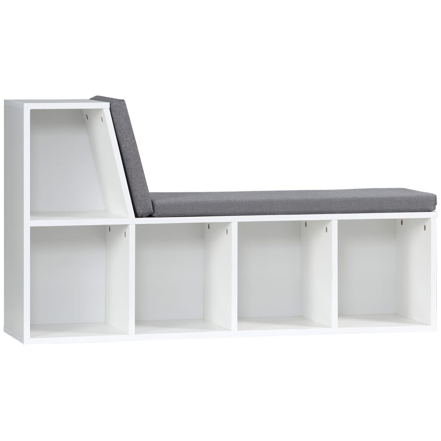 Cushioned Reading Bookcase - White