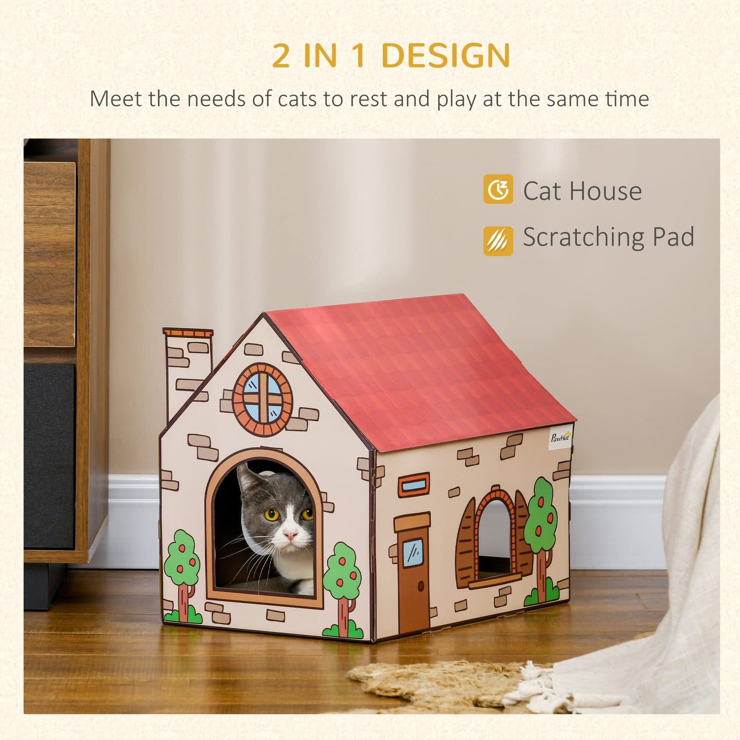 A Cardboard Cat Cottage That Doubles as a Scratcher - image 2
