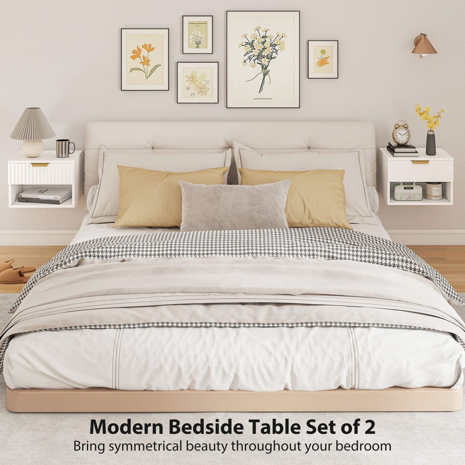 White Floating Bedside Tables - image 2