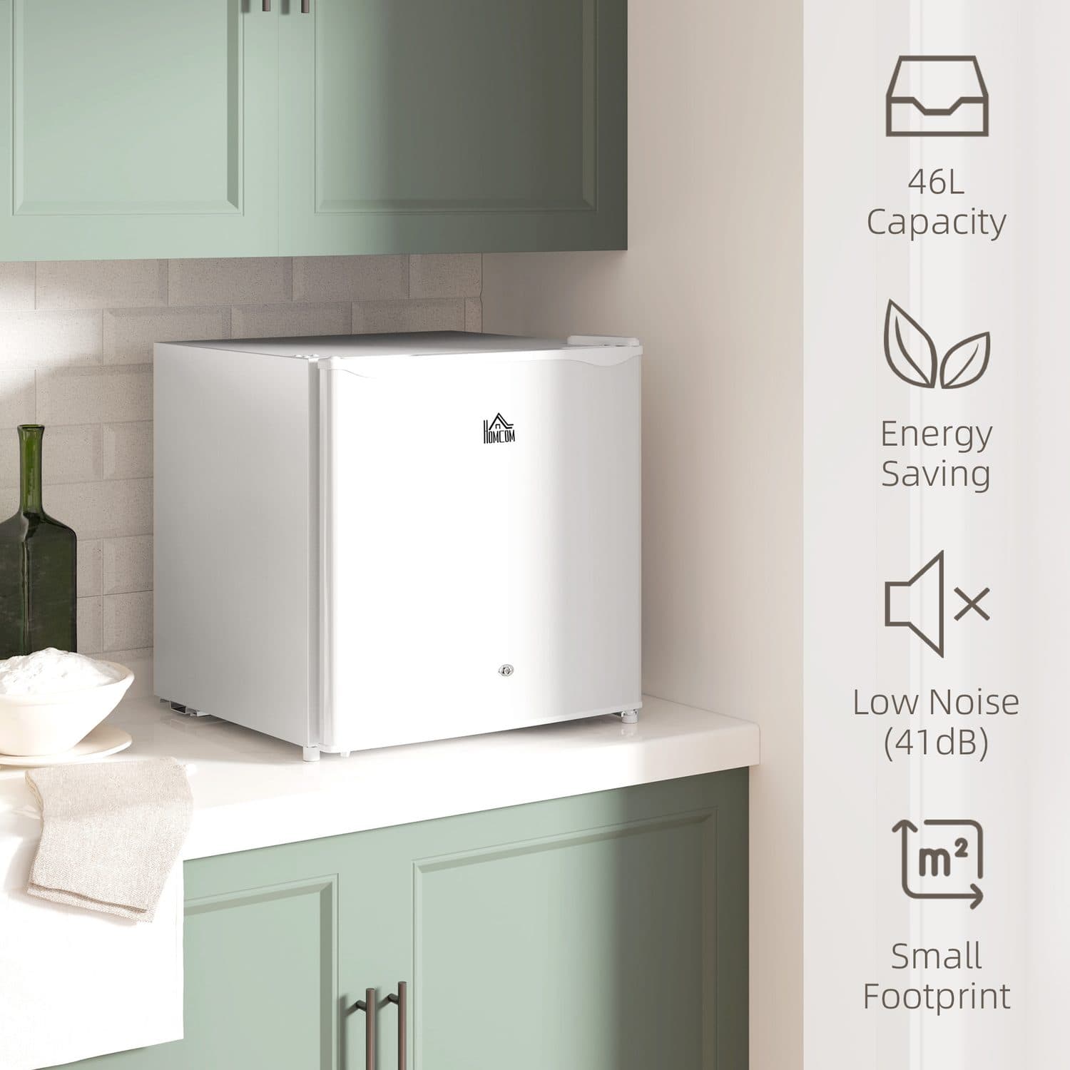 Cream White 46L Lockable Countertop Fridge - image 5