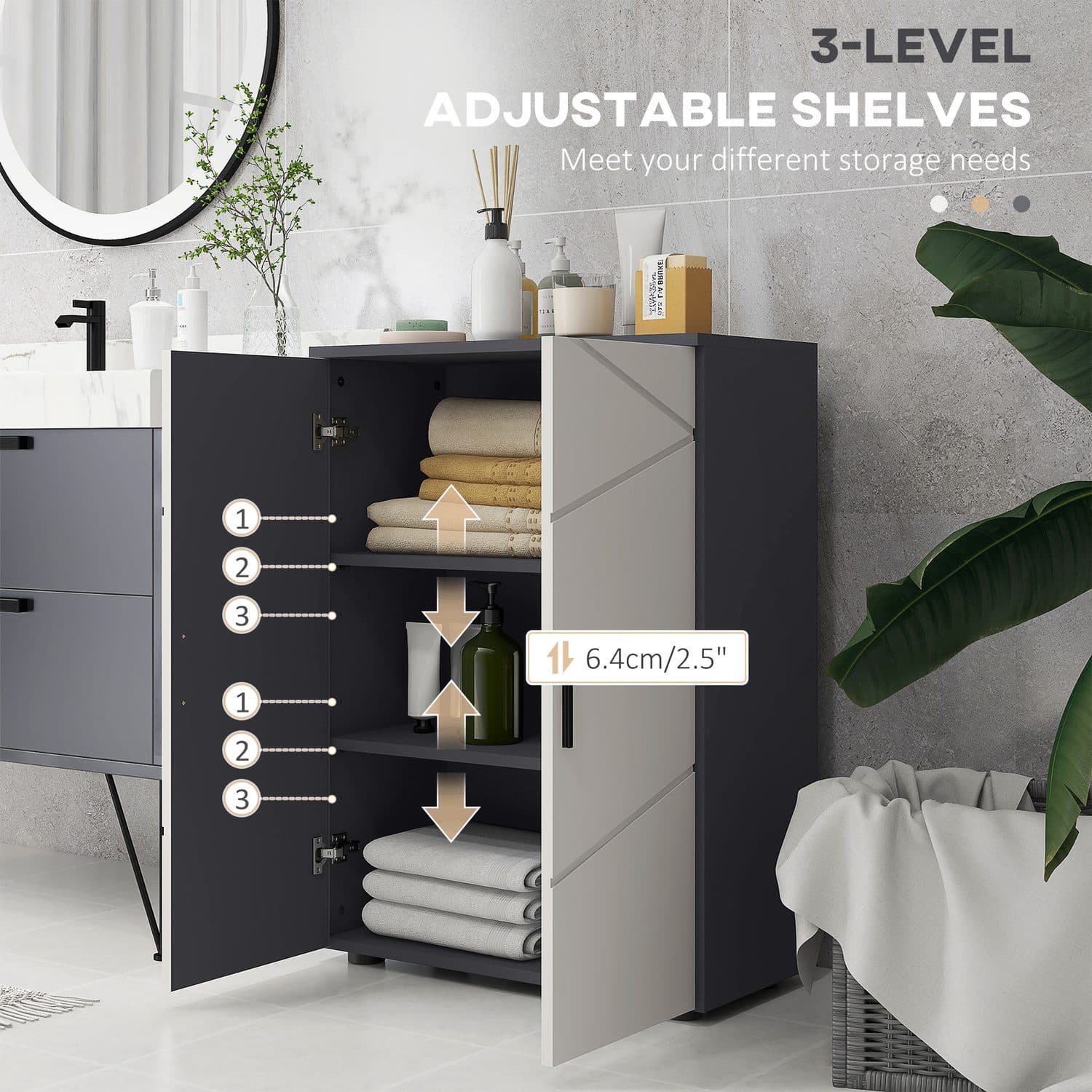 Kleankin Grey Bathroom Cabinet - image 3