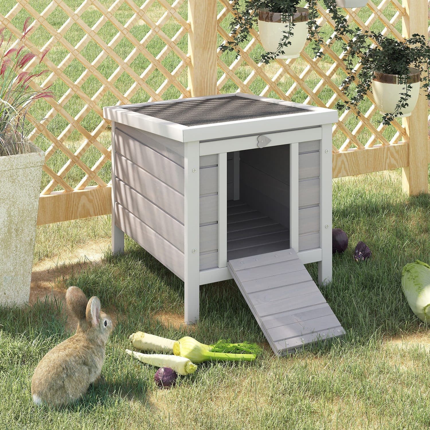 PawHut Small Animal Hutch for Rabbits and Guinea Pigs, 51 x 42 x 43cm - image 4
