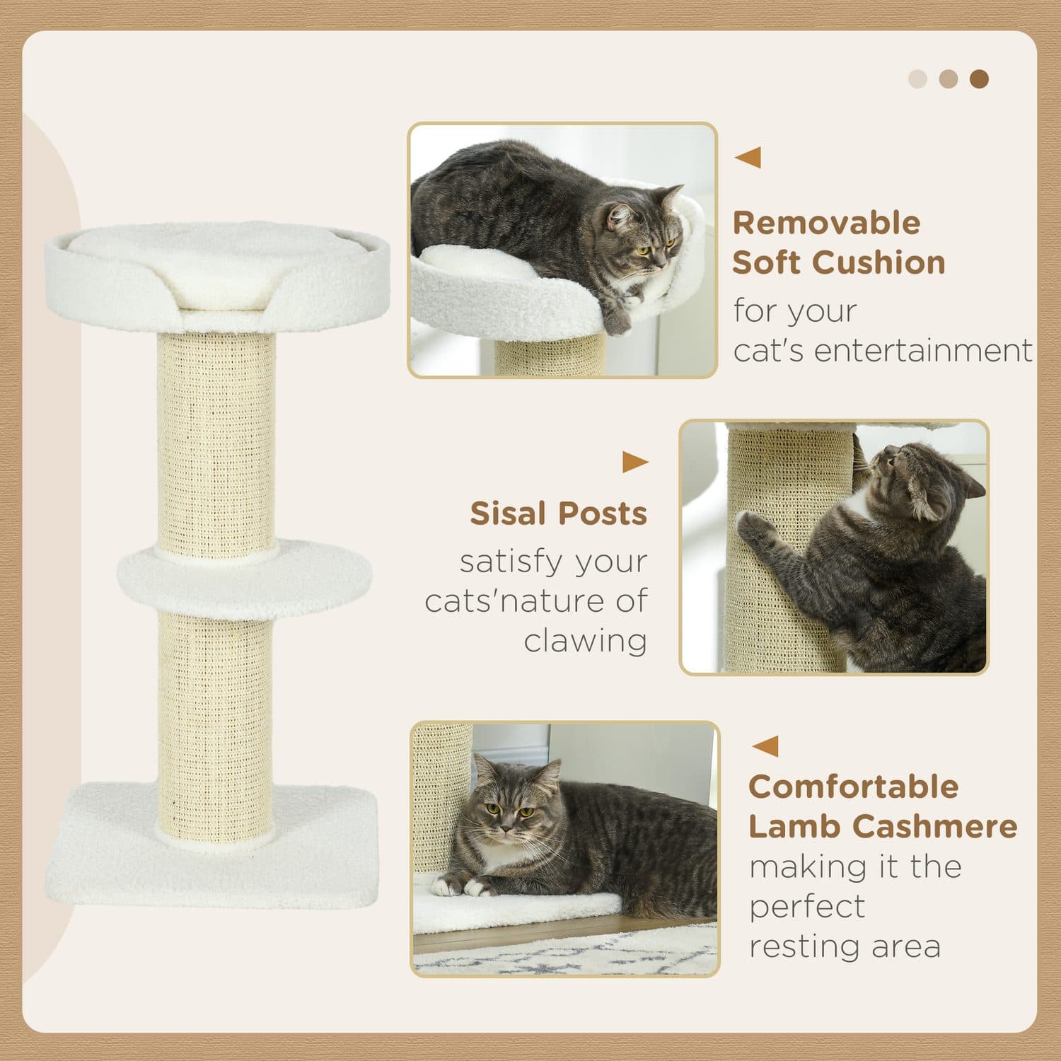 PawHut 2 Tier Sisal Cat Tree with Basket Cushion - image 5