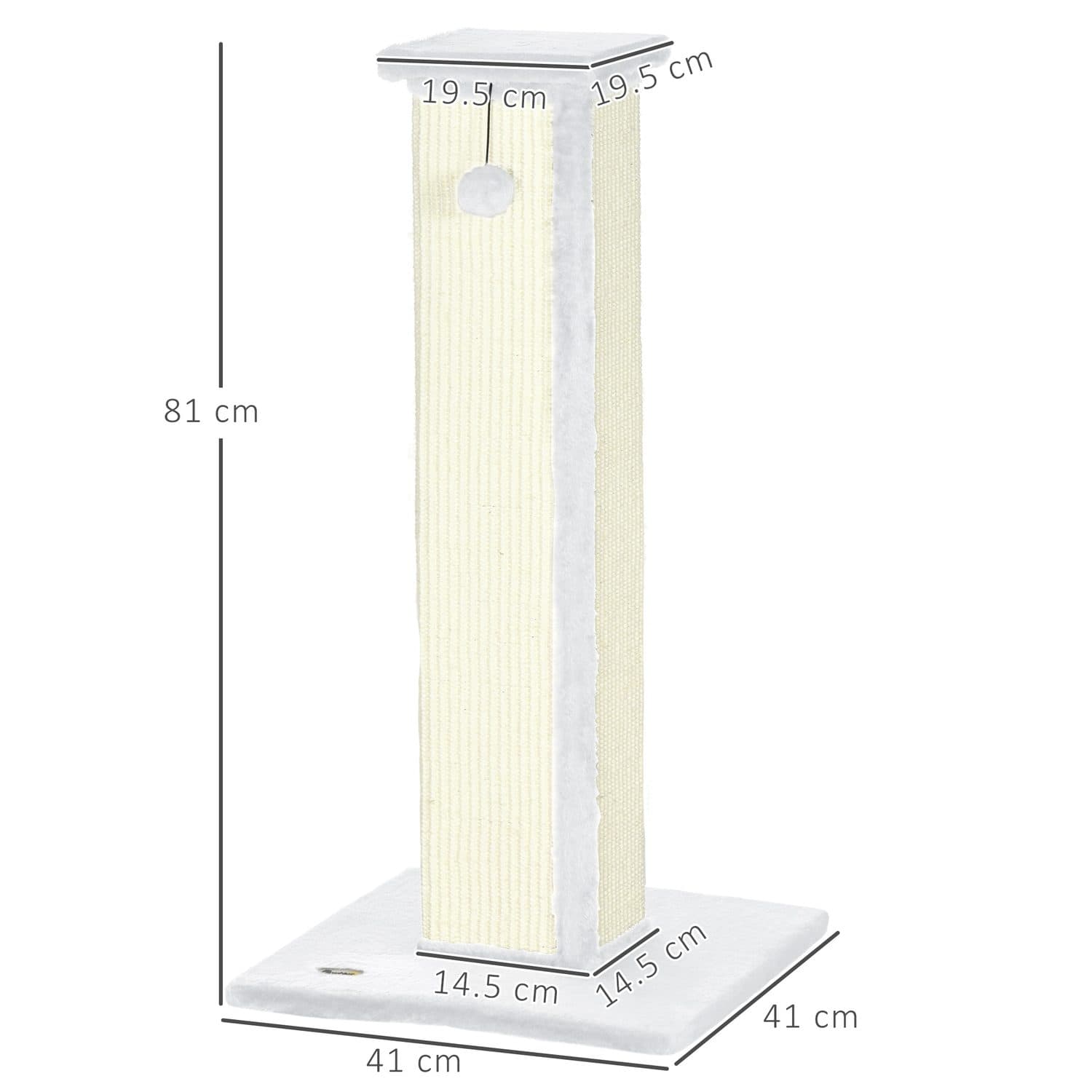 81cm Vertical Cat Scratching Post with Sisal Rope & Toy Ball - image 5