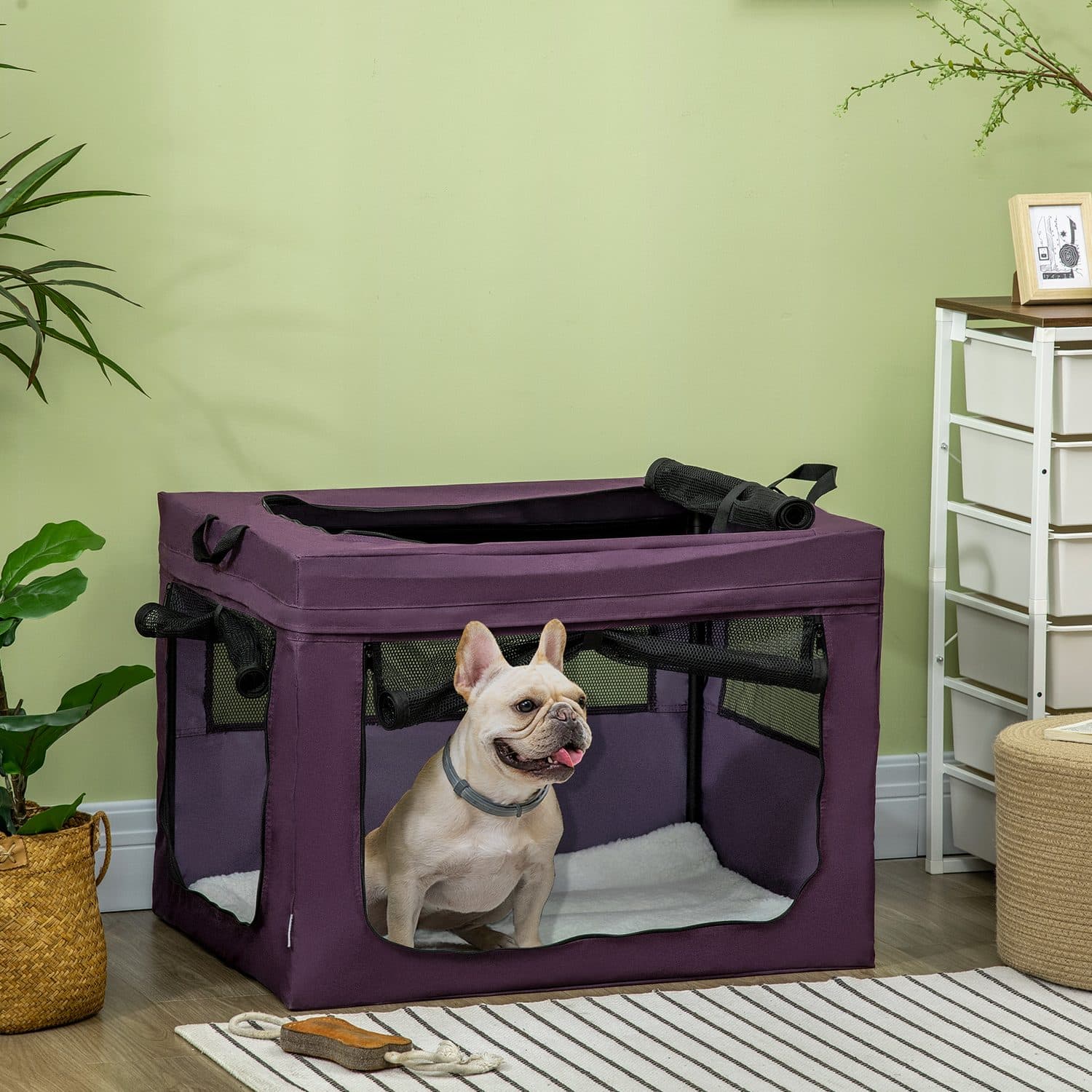 Collapsible Pet Crate 80cm in Purple — For Small to Medium Dogs - image 1