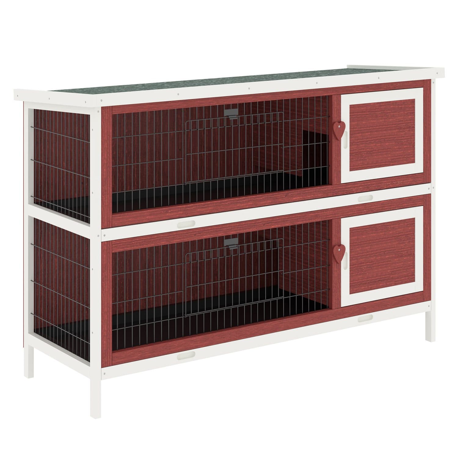 PawHut 2-Tier Outdoor Bunny Hutch with No-Leak Trays