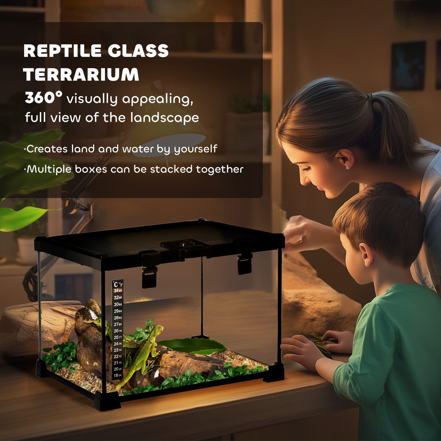 PawHut 360° Glass Vivarium for Lizards, Frogs and Spiders - image 1