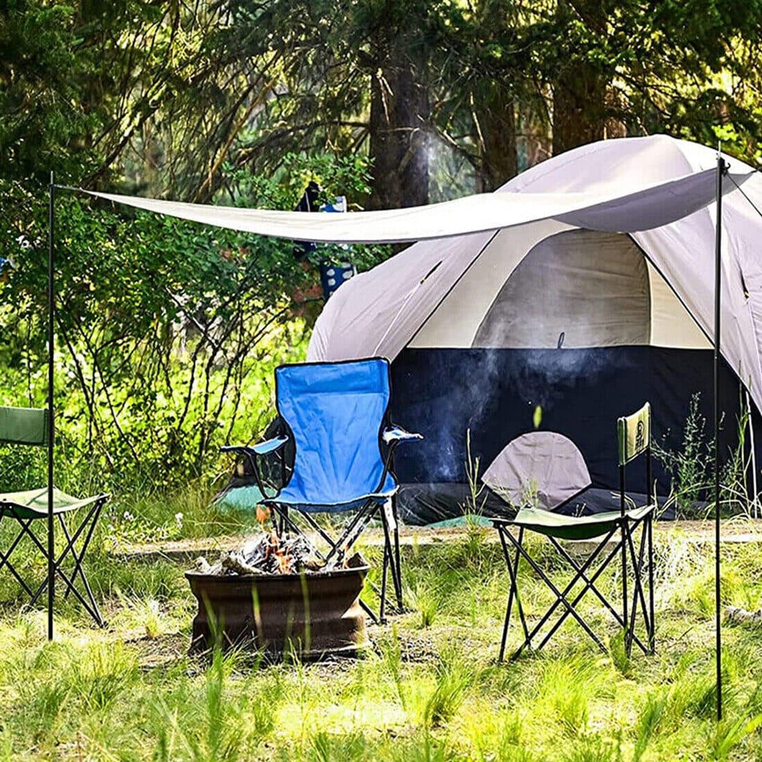 Two Adjustable Steel Poles for Tarps and Camping Shelters - image 4