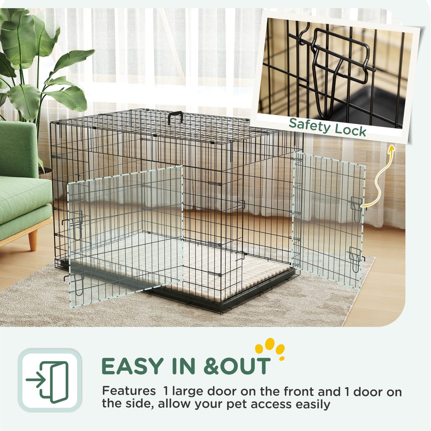 Large Two-Door Dog Crate with Soft Cushion - image 1