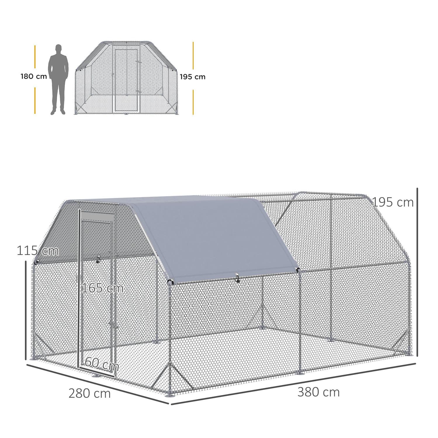 PawHut Chicken Run with Roof for 10-12 Chickens - image 3