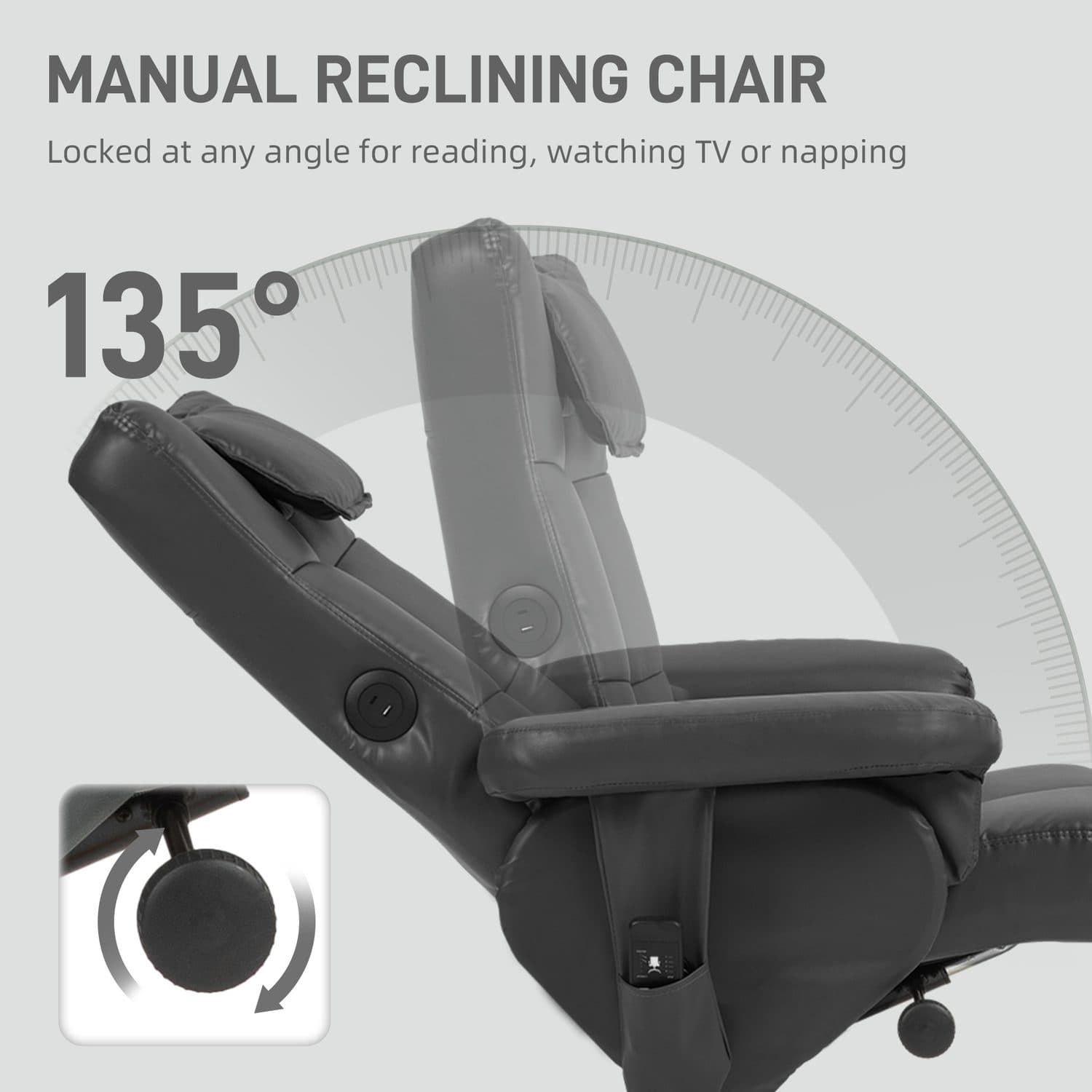 Black massage recliner with matching storage footstool - image 2