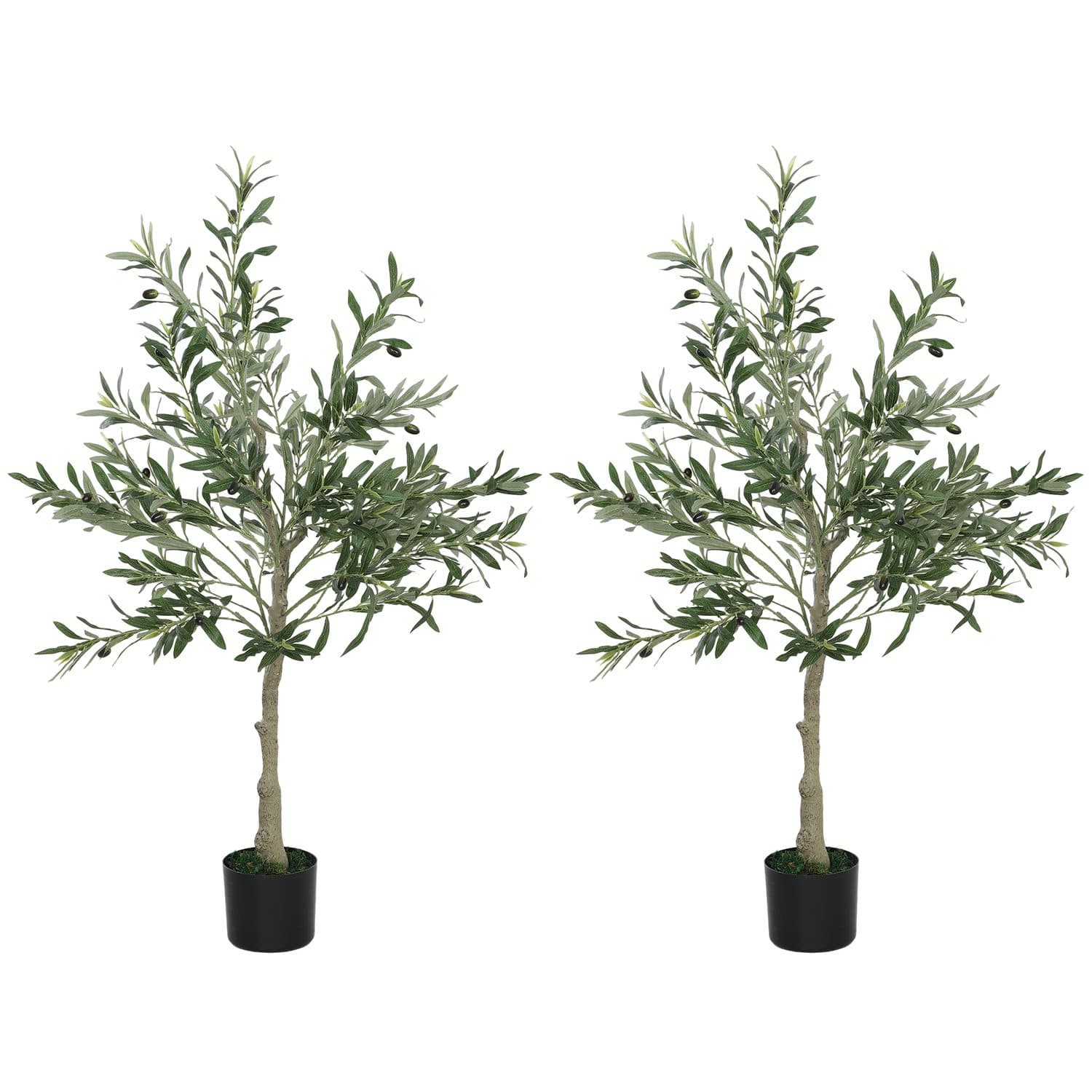 Set of Two Artificial Olive Trees for Easy Greenery - Green