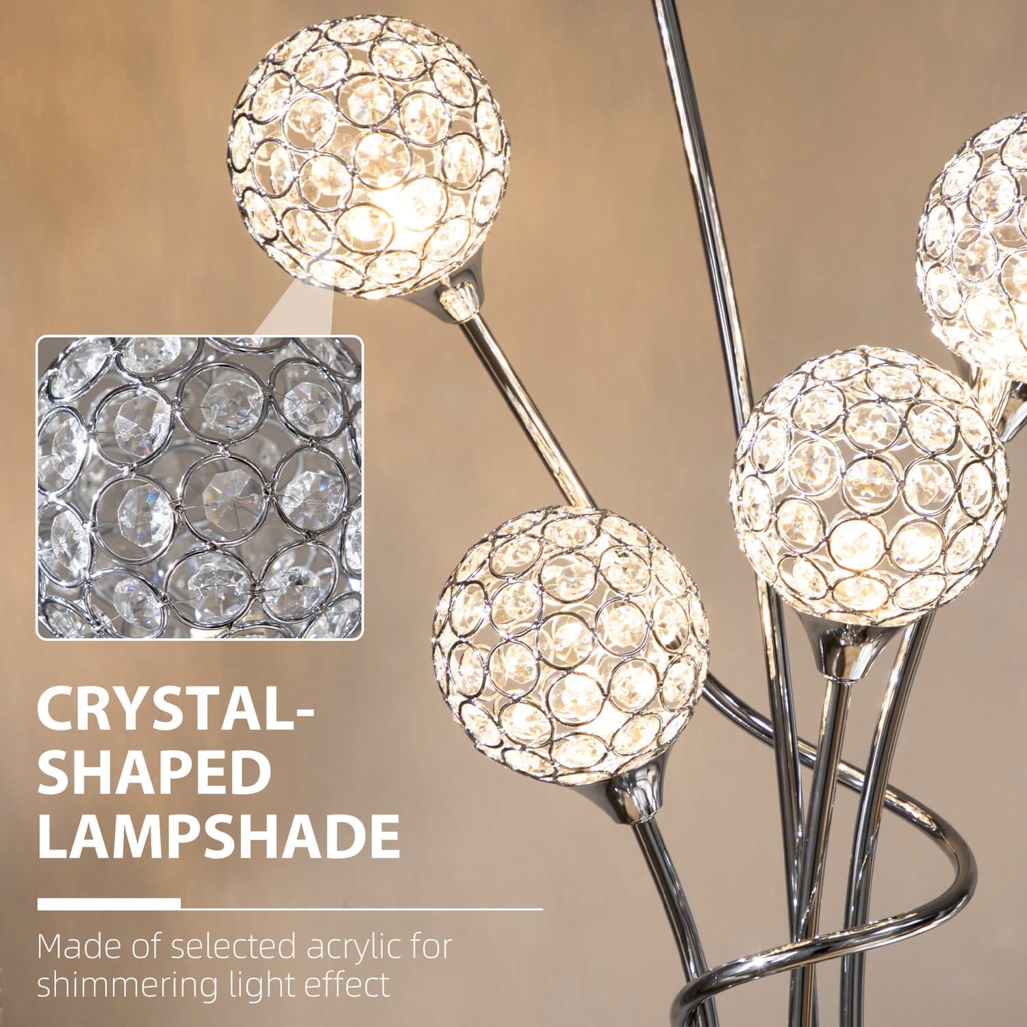 5-Light Silver Crystal Floor Lamp - image 1