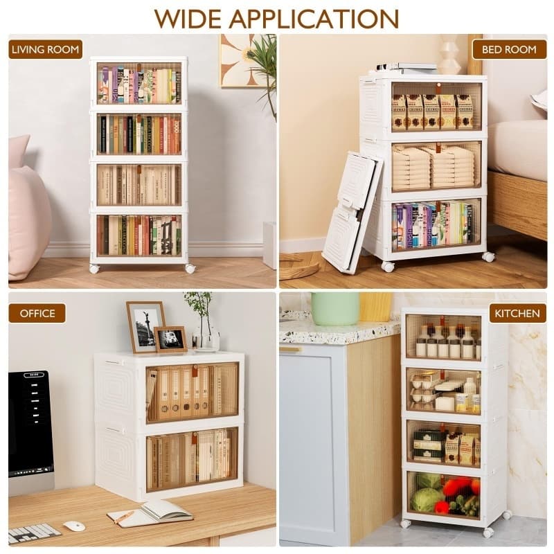 4-Tier Stackable Storage Cabinet on Wheels – White - image 6