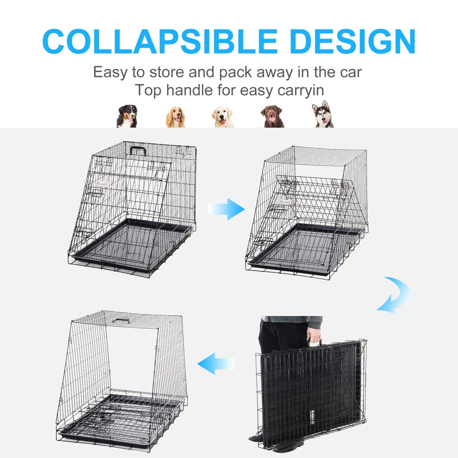 Collapsible Trapeze Dog Travel Cage - image 1