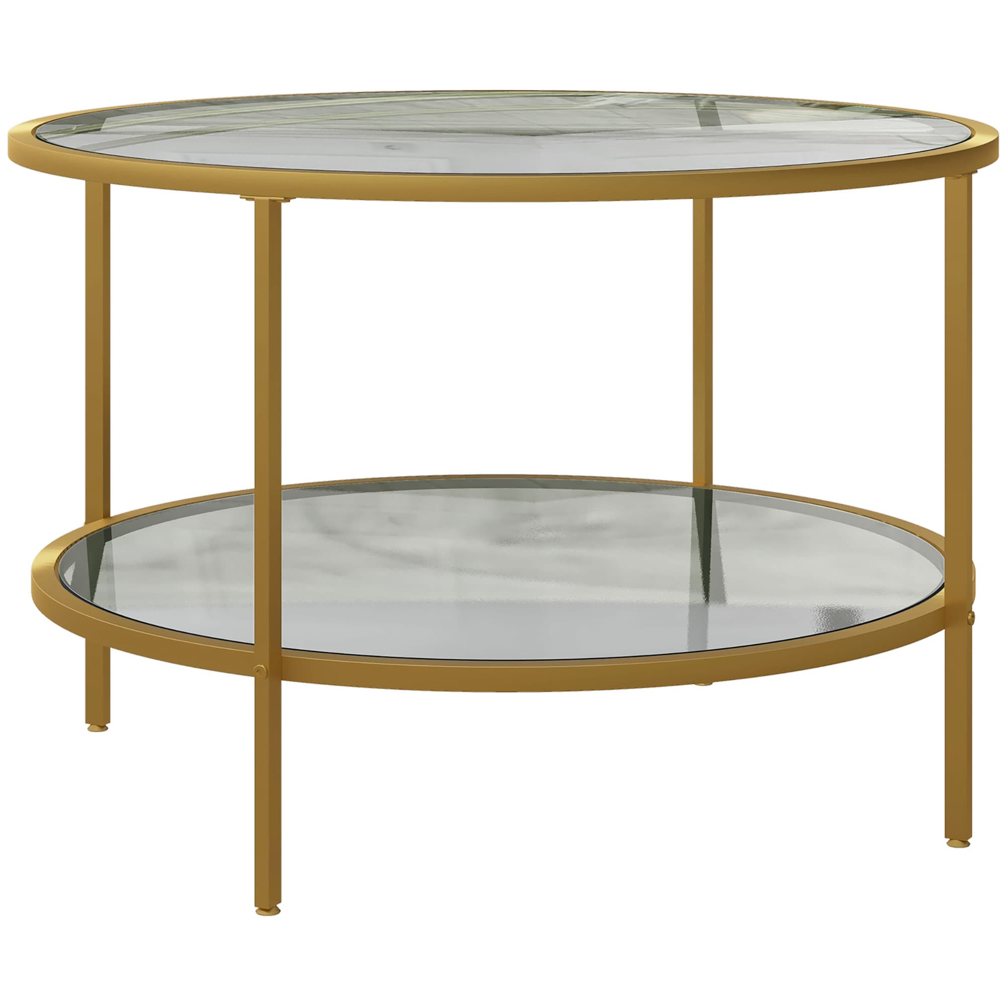 2-Tier Gold Glass Coffee Table