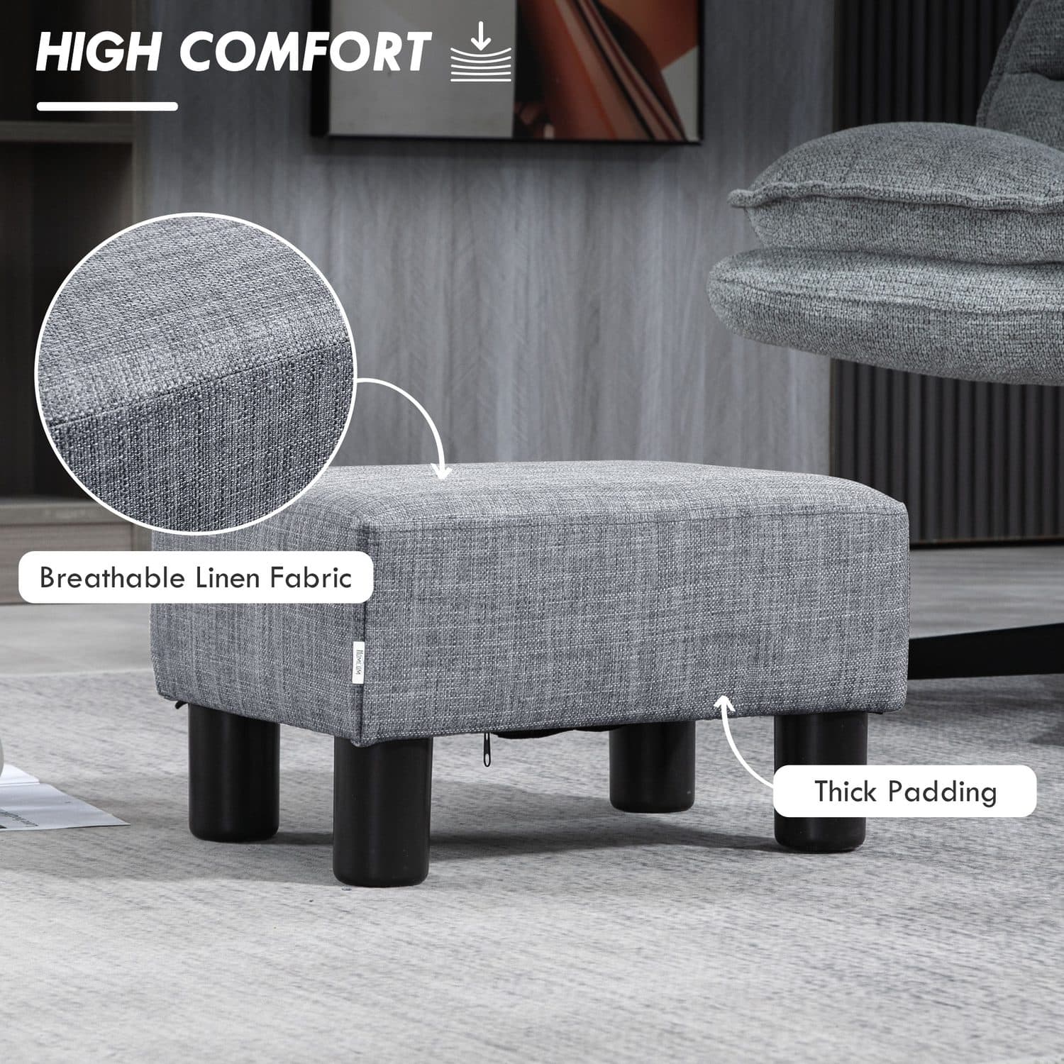 Compact Grey Footstool Ottoman for Everyday Comfort - image 1