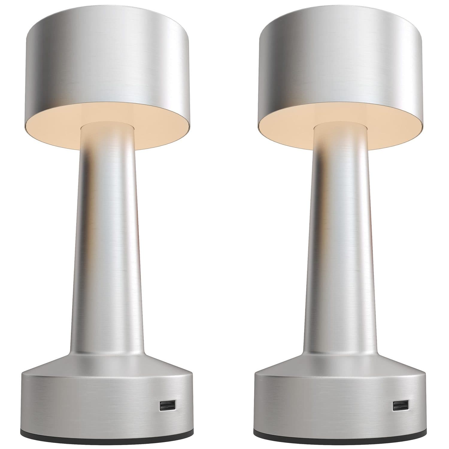 Silver Cordless Touch Table Lamps, Set of 2 - Silver