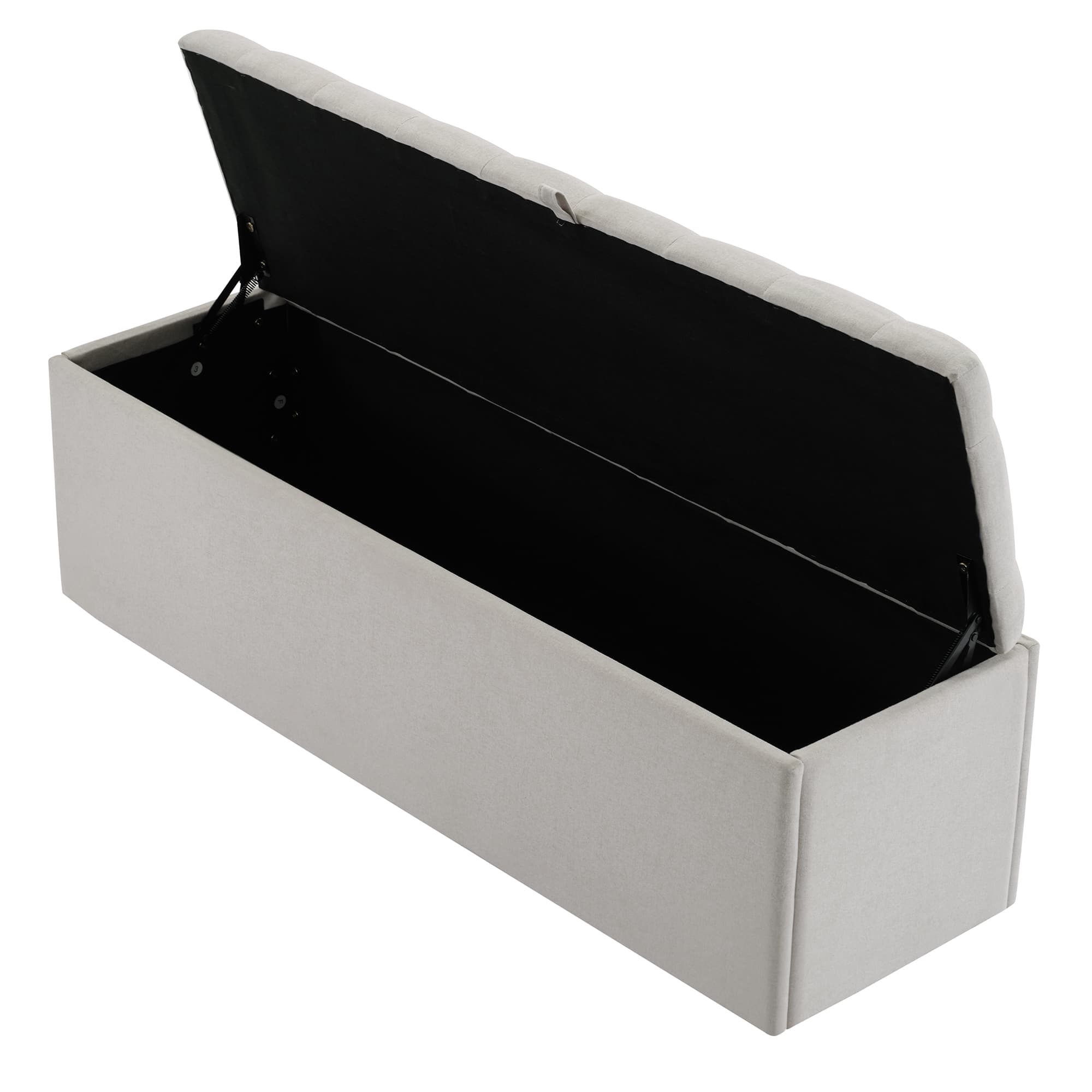 Linen Ottoman Storage Bench, Light Grey - image 5
