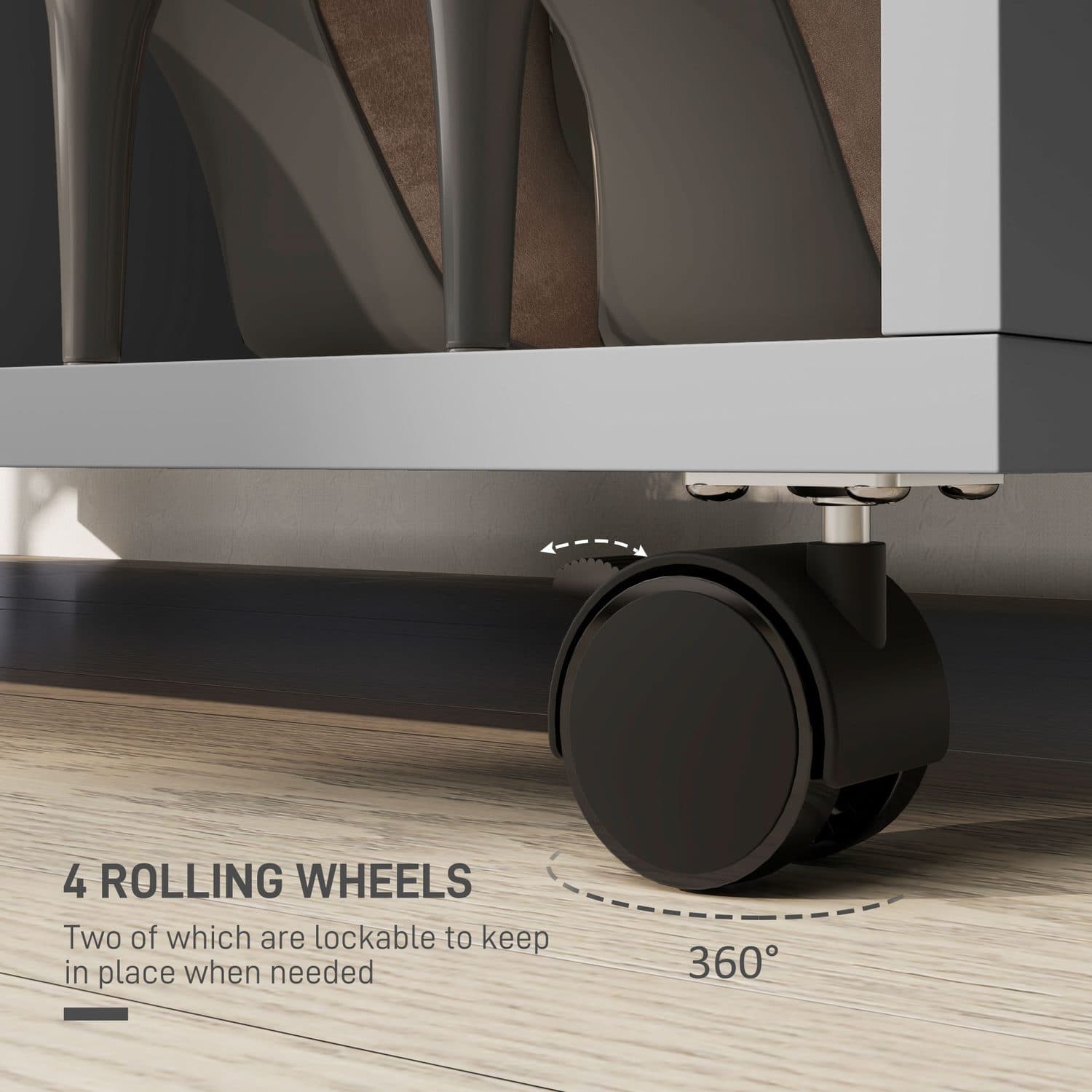 Open Wardrobe on Castors with Hanging Rail and Bottom Shelves - image 2