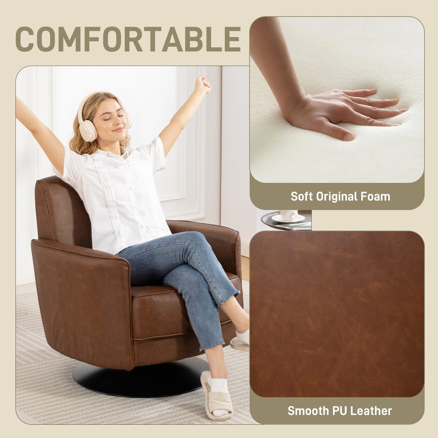 Brown Swivel Armchair - image 5