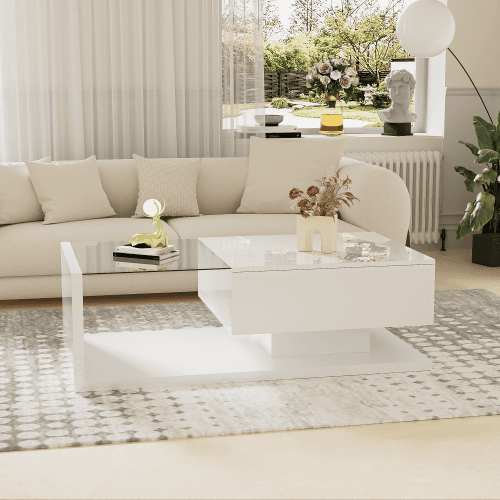 Modern High Gloss Coffee Table with 16-Colour LED Lighting - image 1