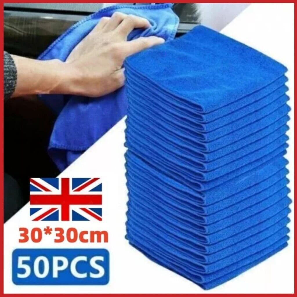 Stock up on 50 blue microfibre cloths for cleaning - 50pcs