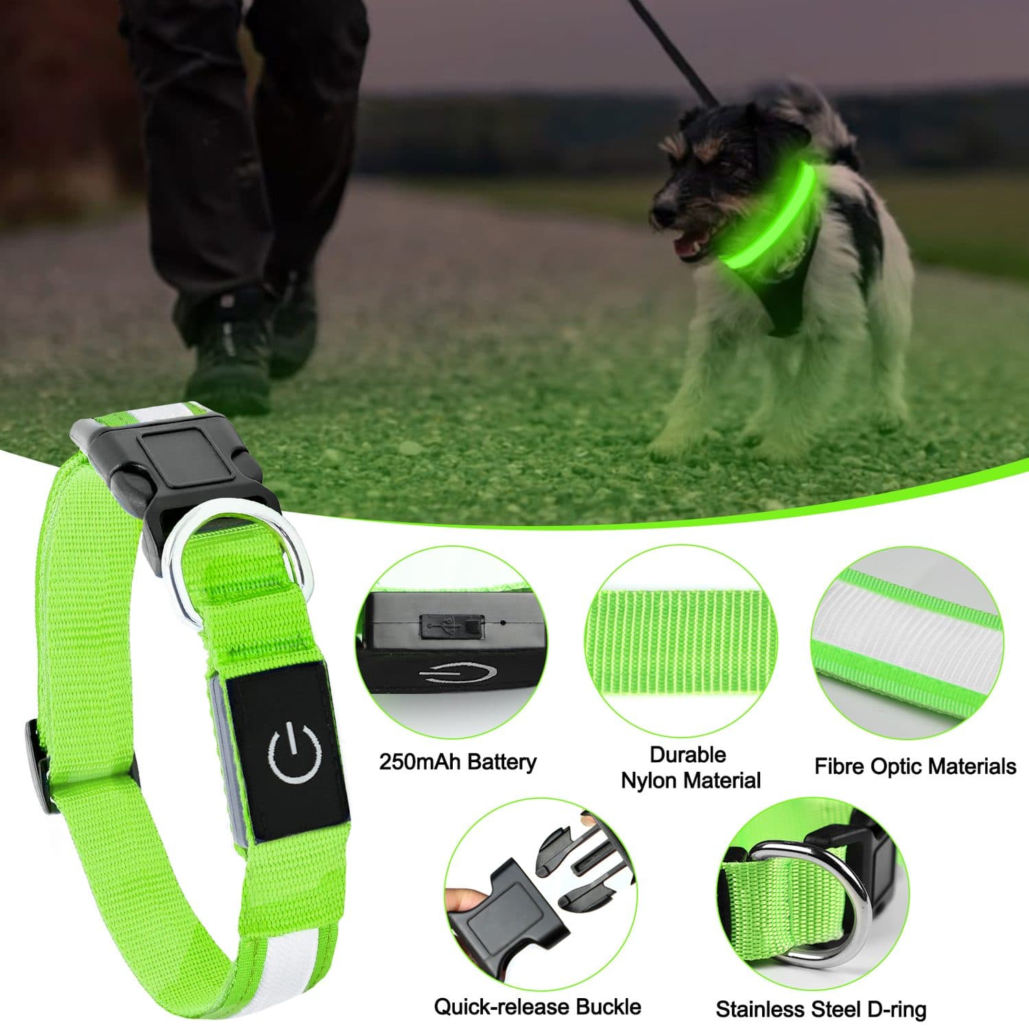 Rechargeable LED Collar Sized for Large Dogs - image 8