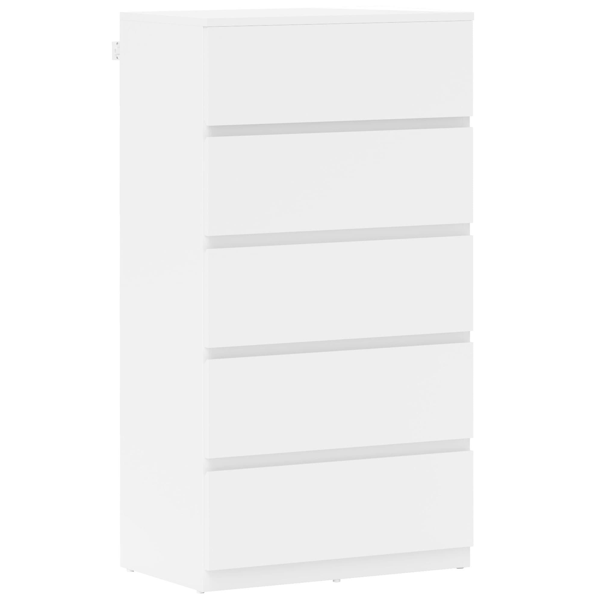 Modern 5-Drawer White Chest of Drawers — Handleless Design