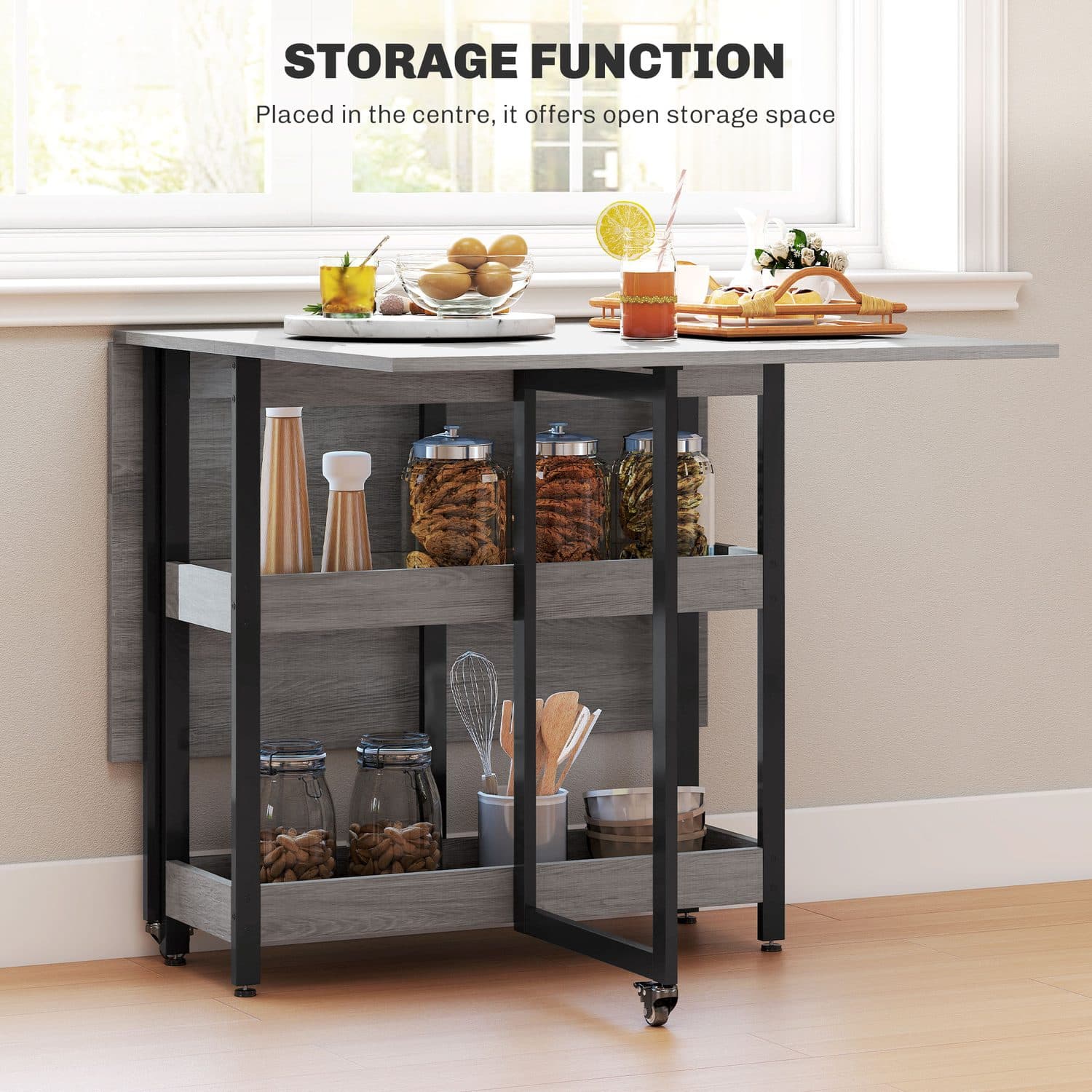 Grey Drop Leaf Table - image 4