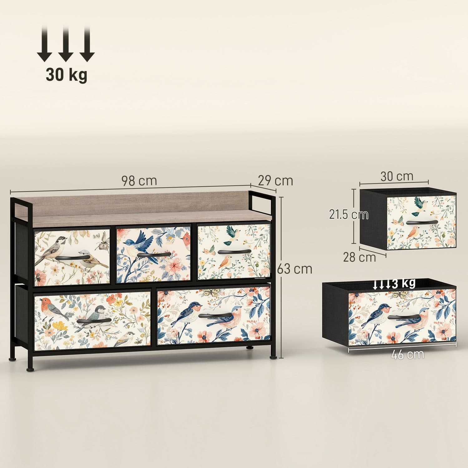 White 5-Drawer Chest with Patterned Detail - image 5