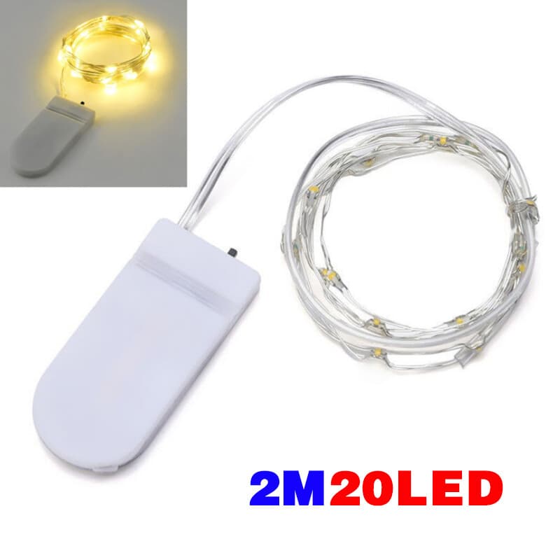 Pack of 6 Battery-Powered 2m Fairy String Lights, 20 Warm White LEDs - Default