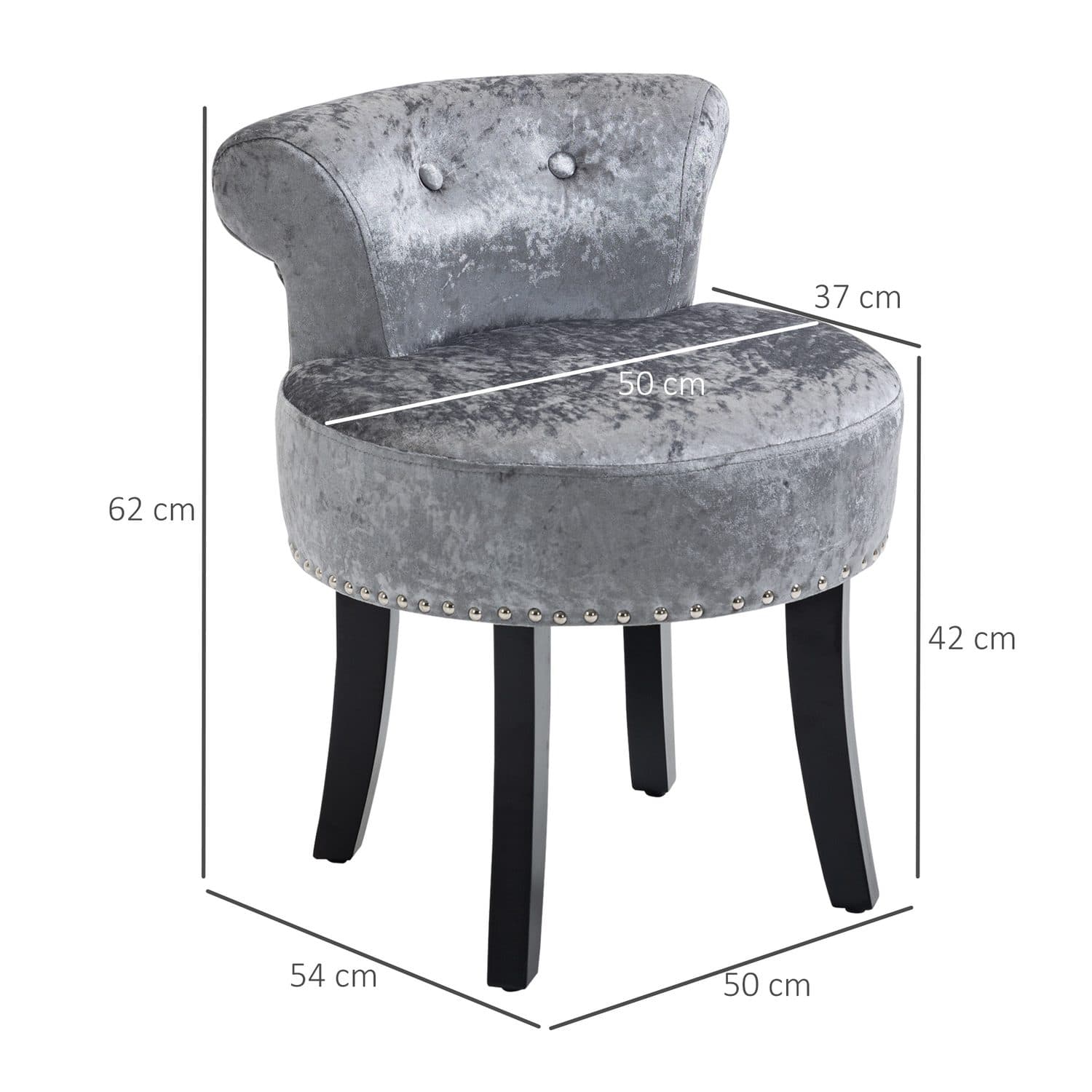 Grey Velvet Stool - image 2