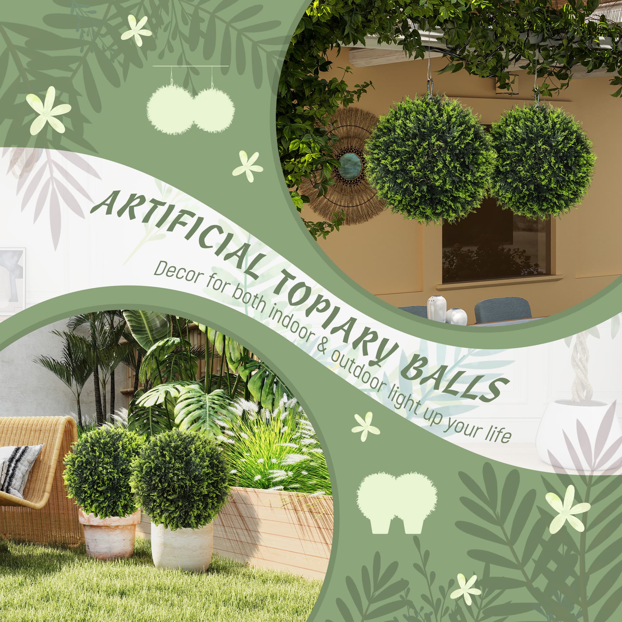 Two Faux Cedar Topiary Balls That Need No Watering, Ever - image 1
