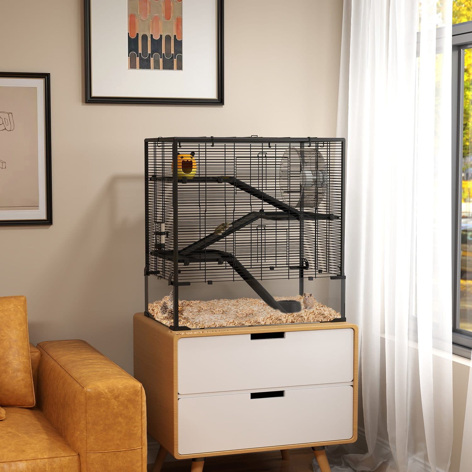 PawHut Four-Tier Hamster Cage with Deep Glass Bottom - image 1