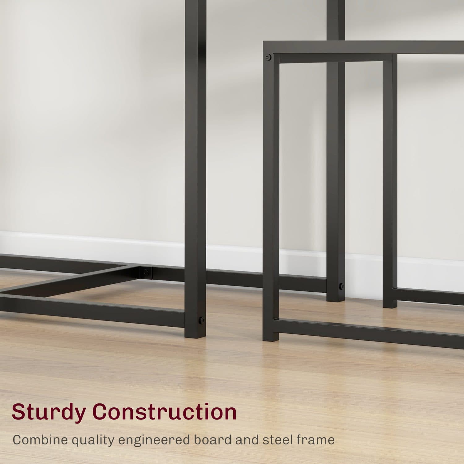 A compact dining set for two with a black steel frame and MDF panels - image 5