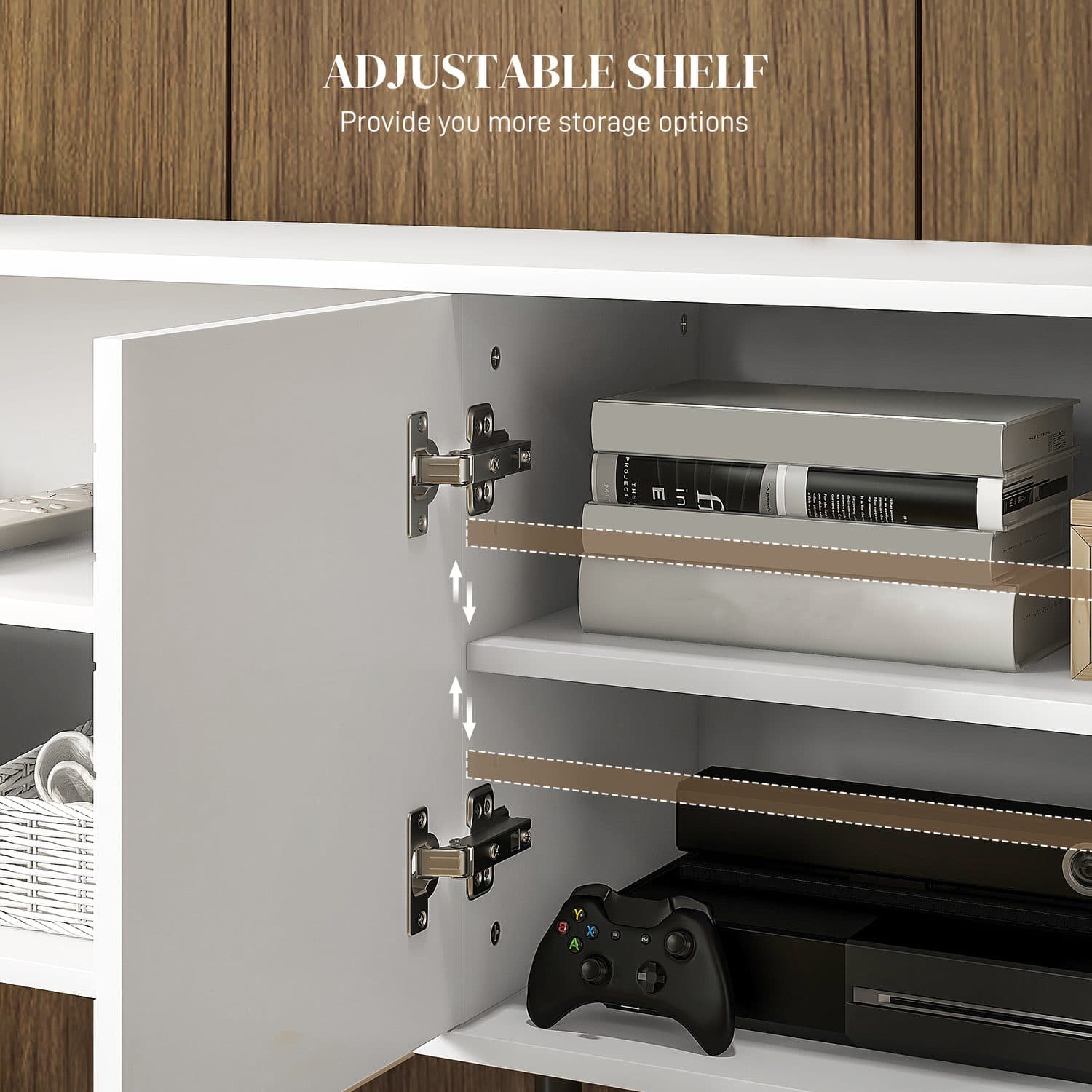 TV Stand with Open Shelves and Slatted Cupboard - image 3