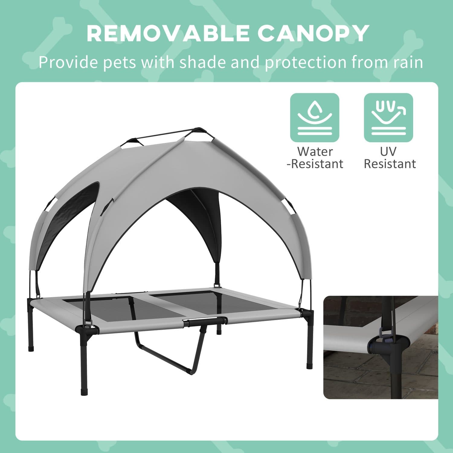 Raised Dog Bed with Cooling Mesh and Shade Canopy - image 4