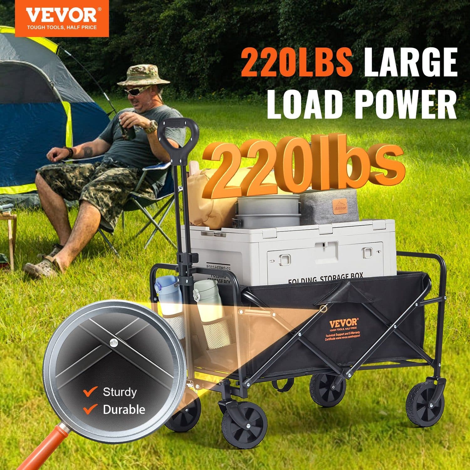 Collapsible Wagon Cart with 99.8 kg Load Capacity - image 10