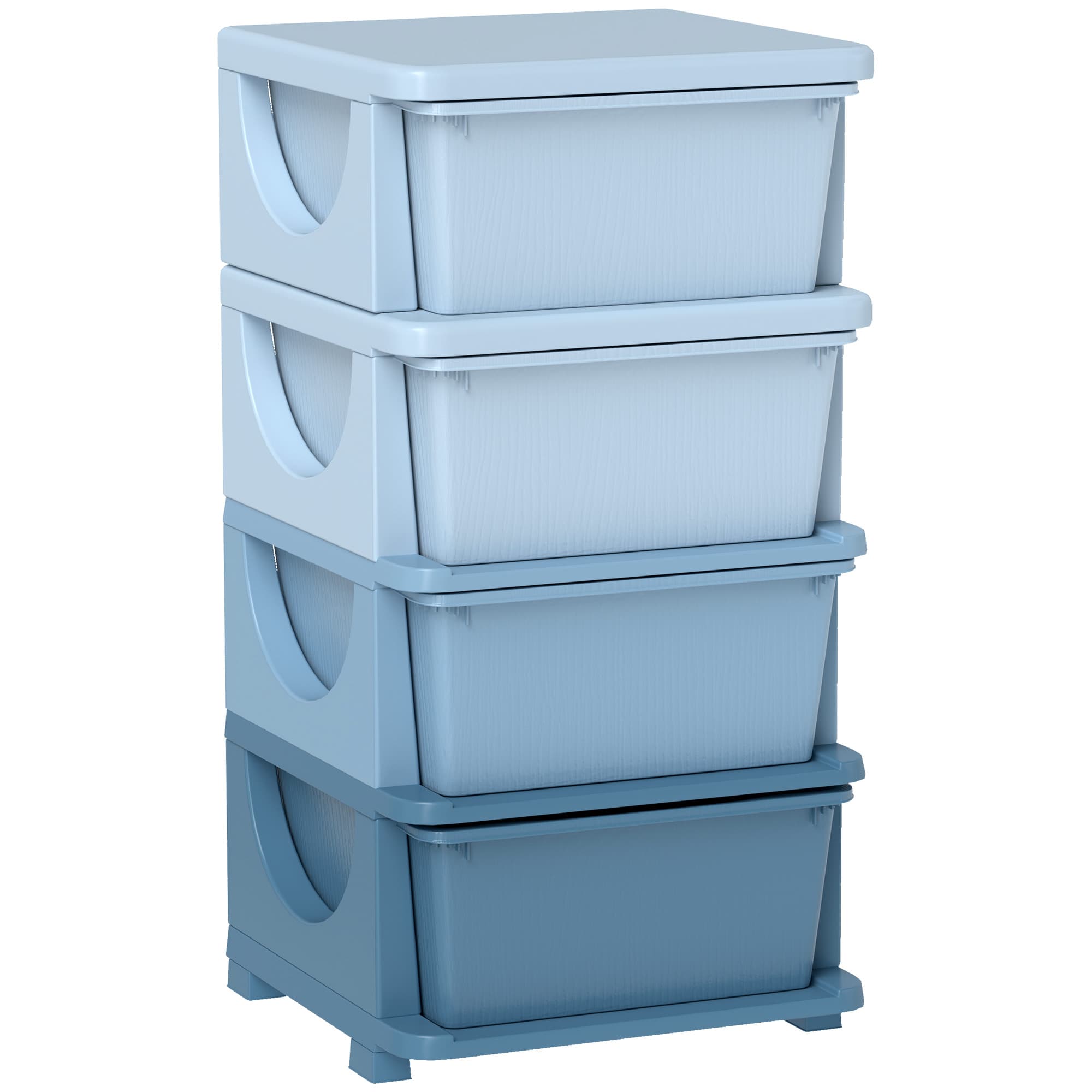 Four-Drawer Kids Storage Tower in Graduated Blue