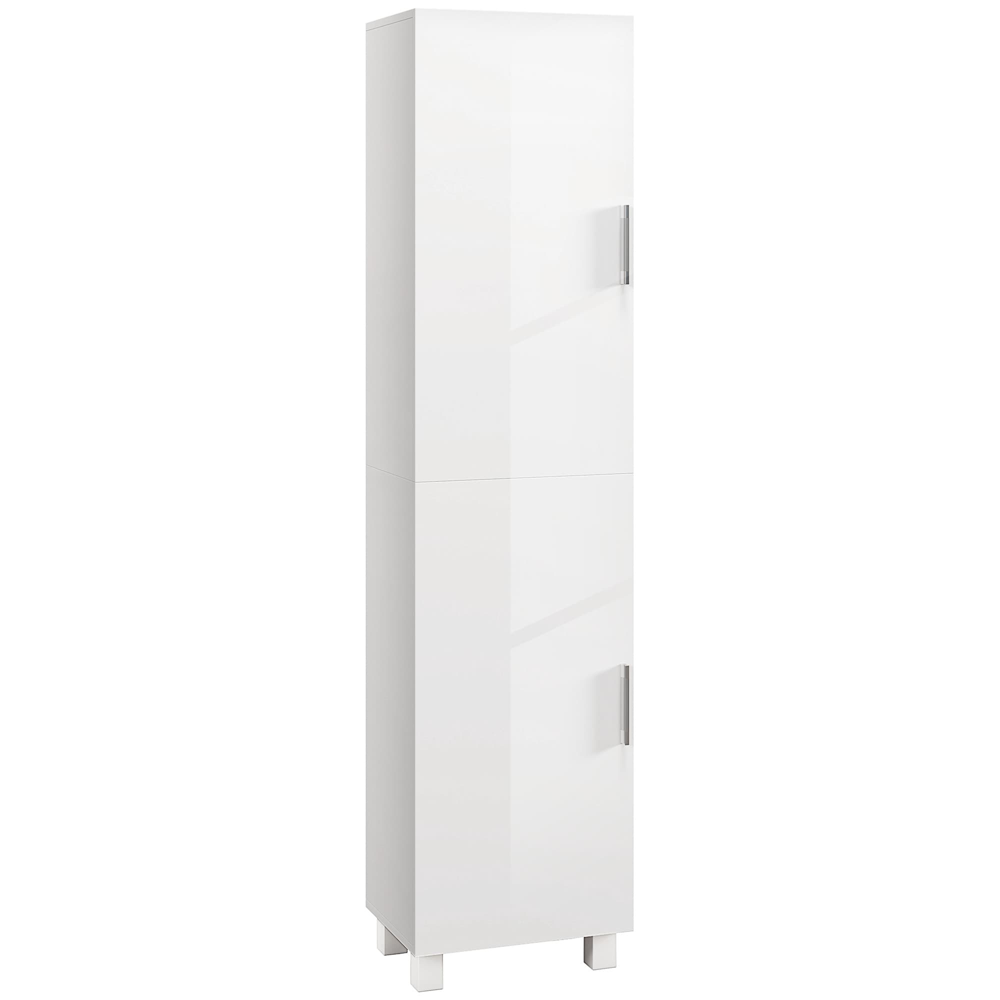 Slim Freestanding Bathroom Cabinet in White High-Gloss - White
