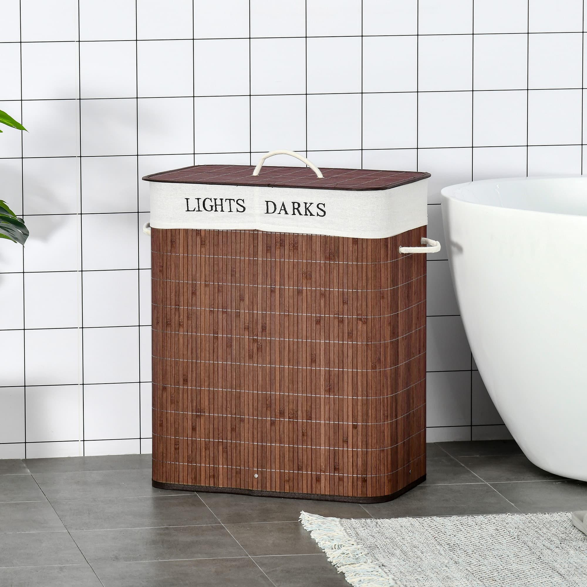Two-Section Bamboo Laundry Hamper for Lights and Darks - image 4