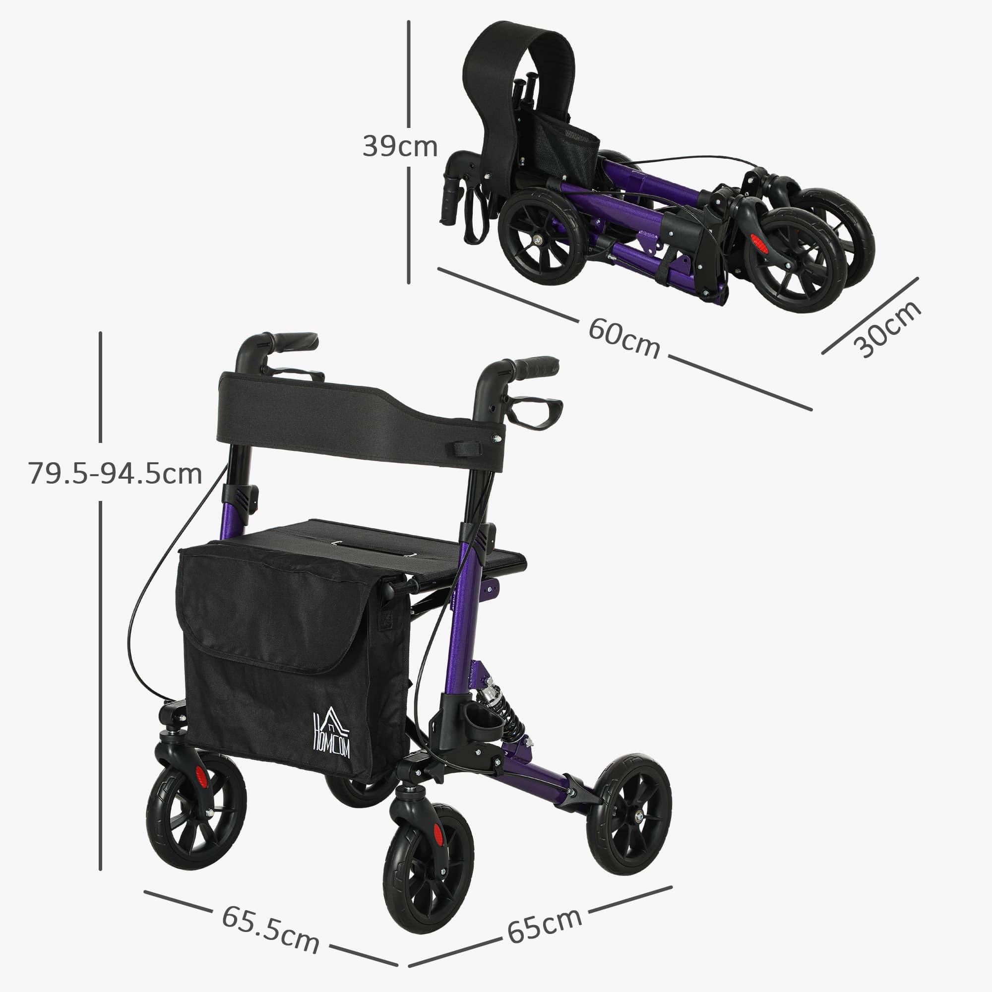 Lightweight Folding Rollator Walker with Seat and Storage - image 2