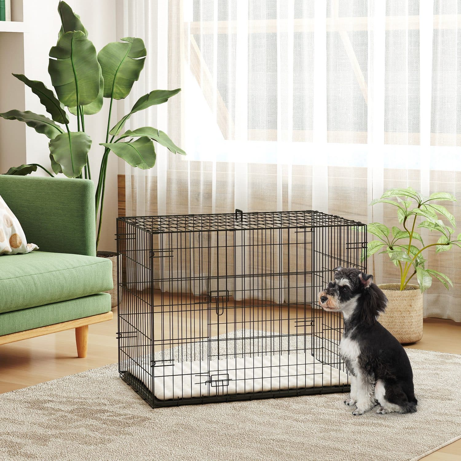 PawHut Foldable Dog Crate With Cushion for Small Dogs - image 2