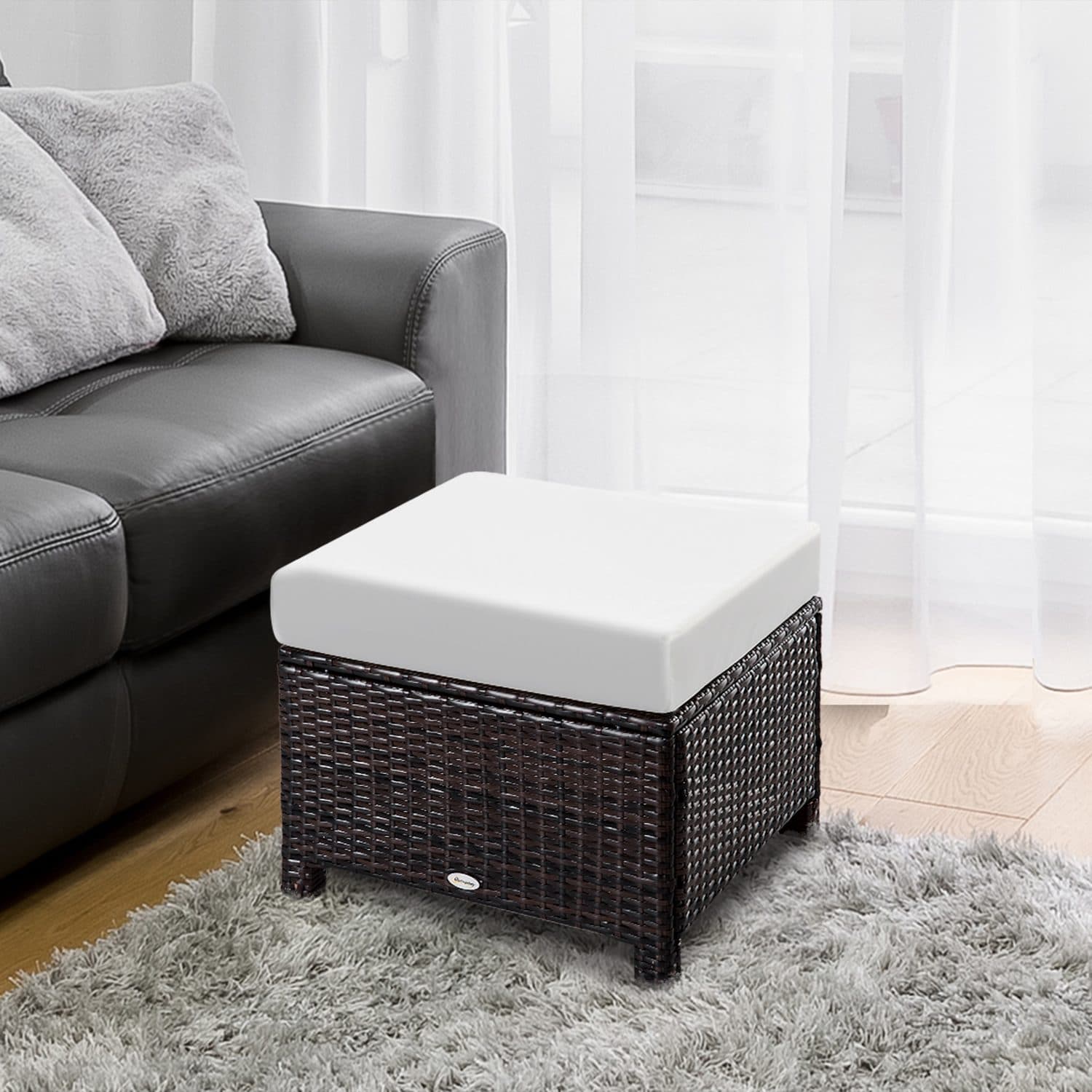 Relax in Style with this Premium Brown Rattan Garden Footstool - image 1