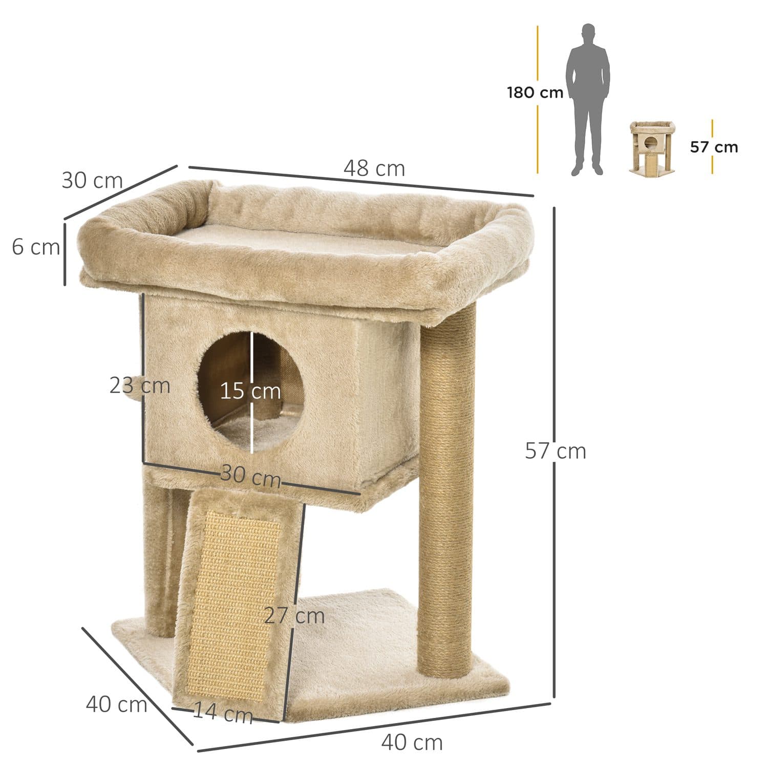 PawHut Cat Tree Tower for Climbing, Scratching and Play - image 2