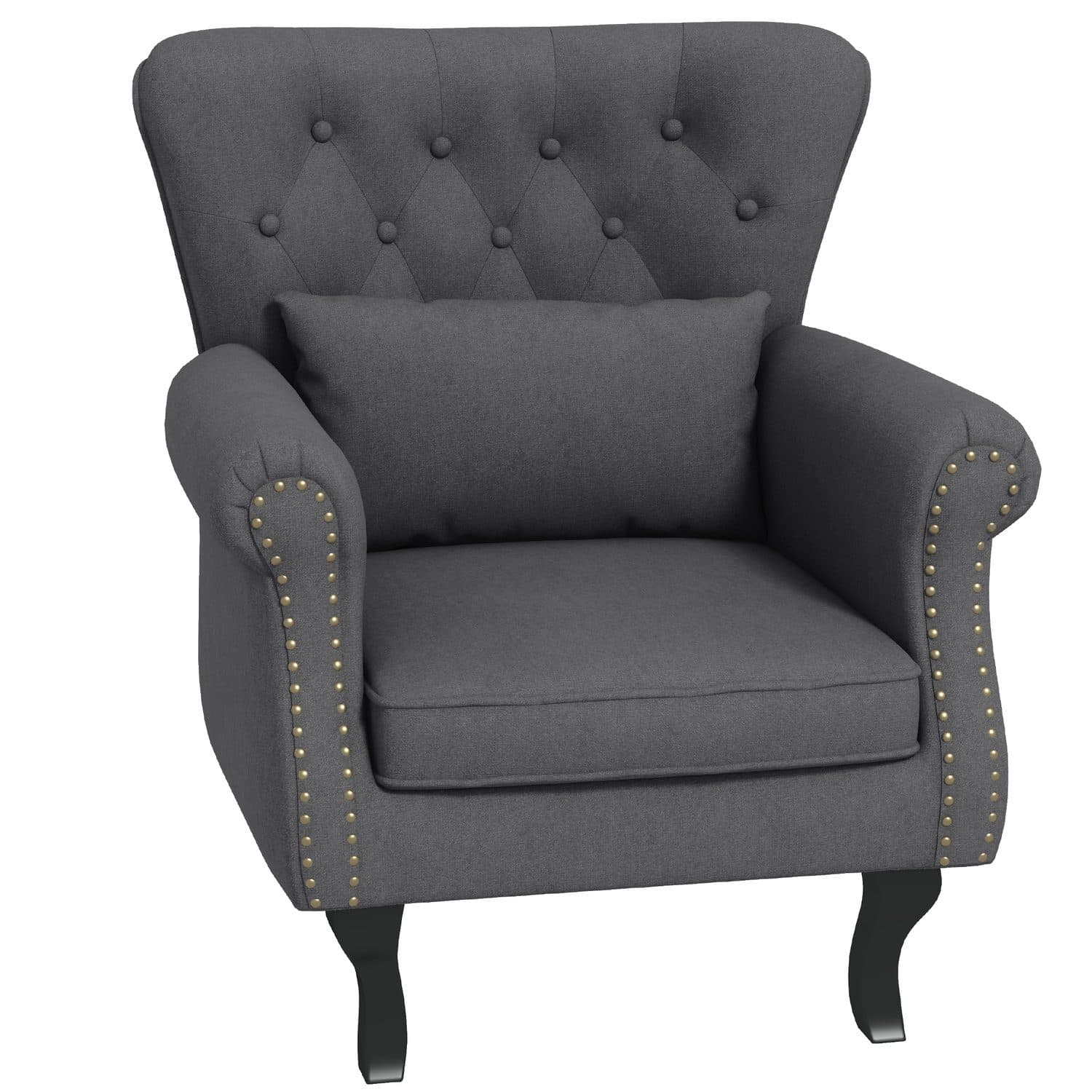Classic Grey Chesterfield Chair - Dark Grey