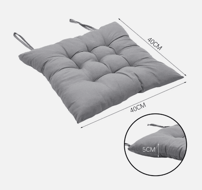 4-Pack Tufted Seat Cushions with Tie-On Fastening — Light Grey - image 10