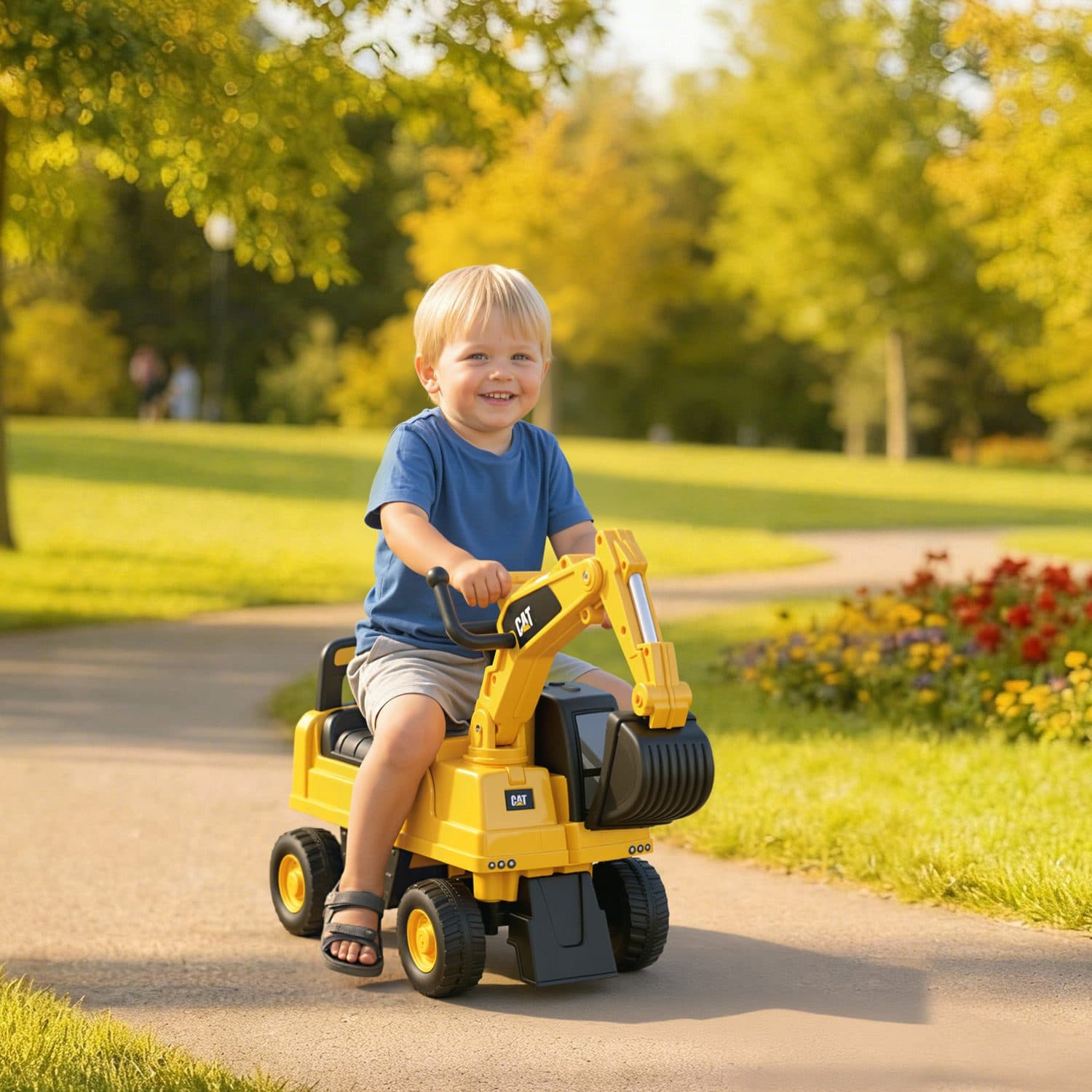 CAT Licensed Ride-On Digger for Toddlers With Manual Shovel Arm - image 1