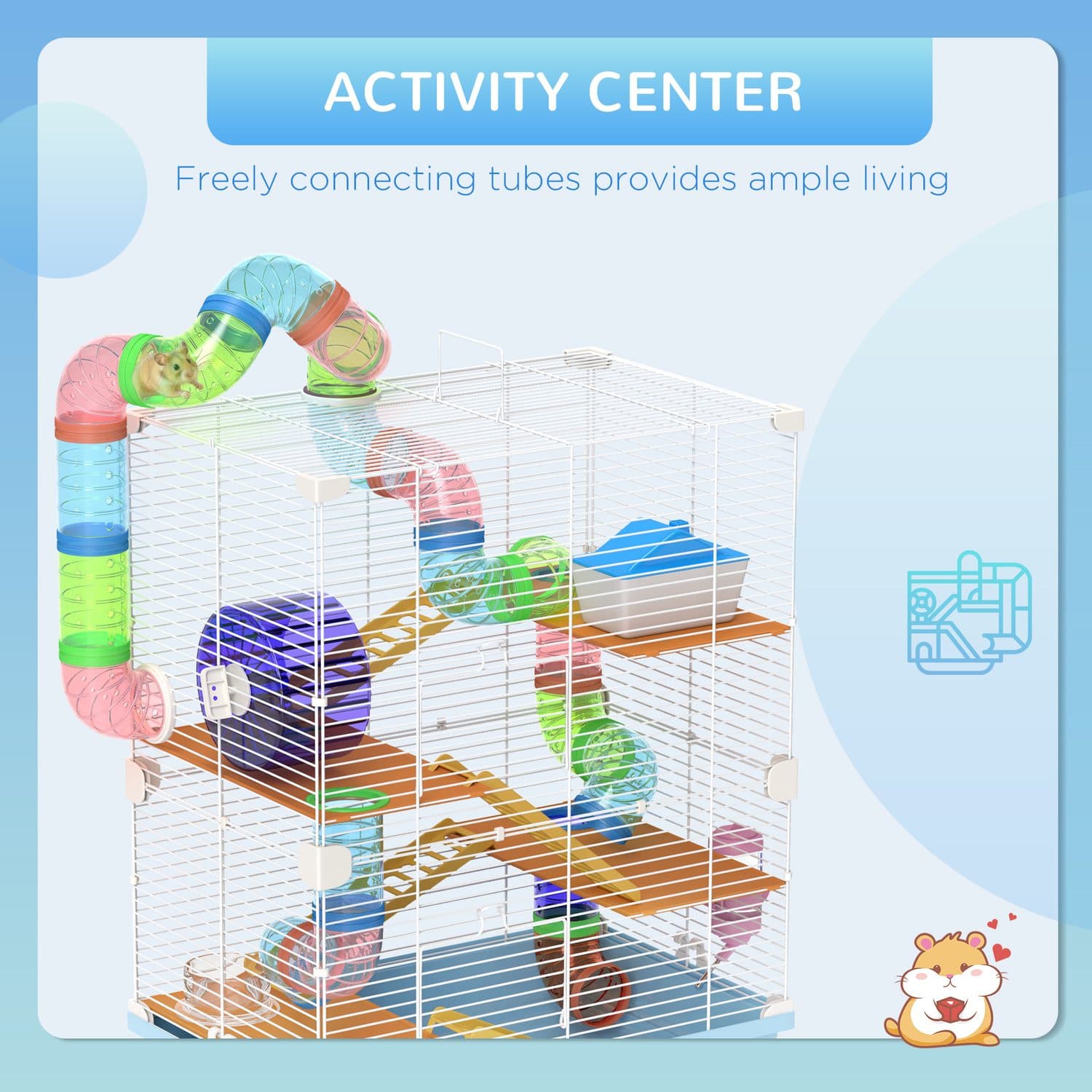 PawHut 5-Tier Hamster Cage Carrier Habitat - image 2
